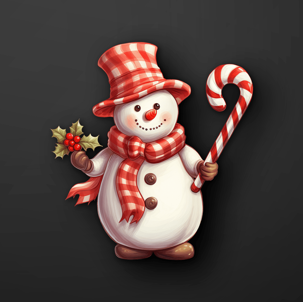 Candy Cane Snowman Sticker