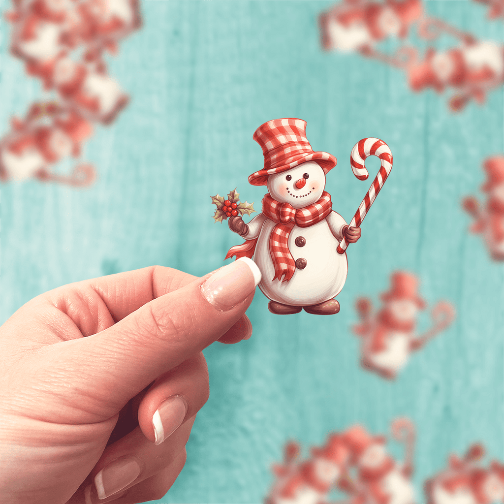 Candy Cane Snowman Sticker