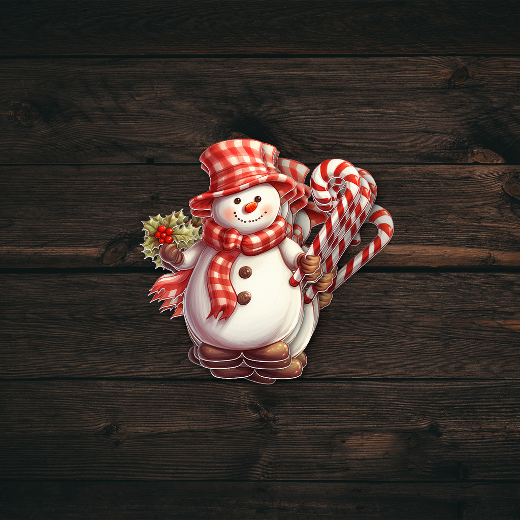 Candy Cane Snowman Sticker