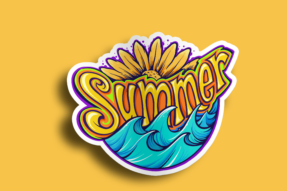 Sunflower Summer Wave Sticker