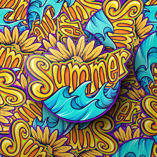 Sunflower Summer Wave Sticker