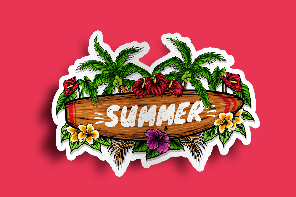 Summer Surfboard Sticker