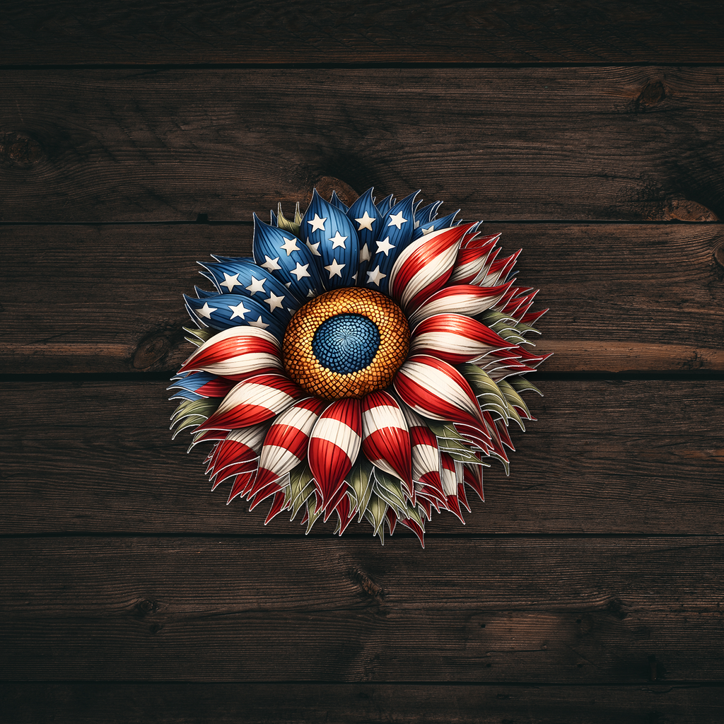 Sunflower American Flag Sticker