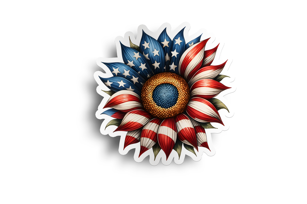 Sunflower American Flag Sticker