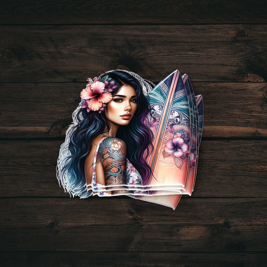 Hawaiian Surfer Girl Sticker