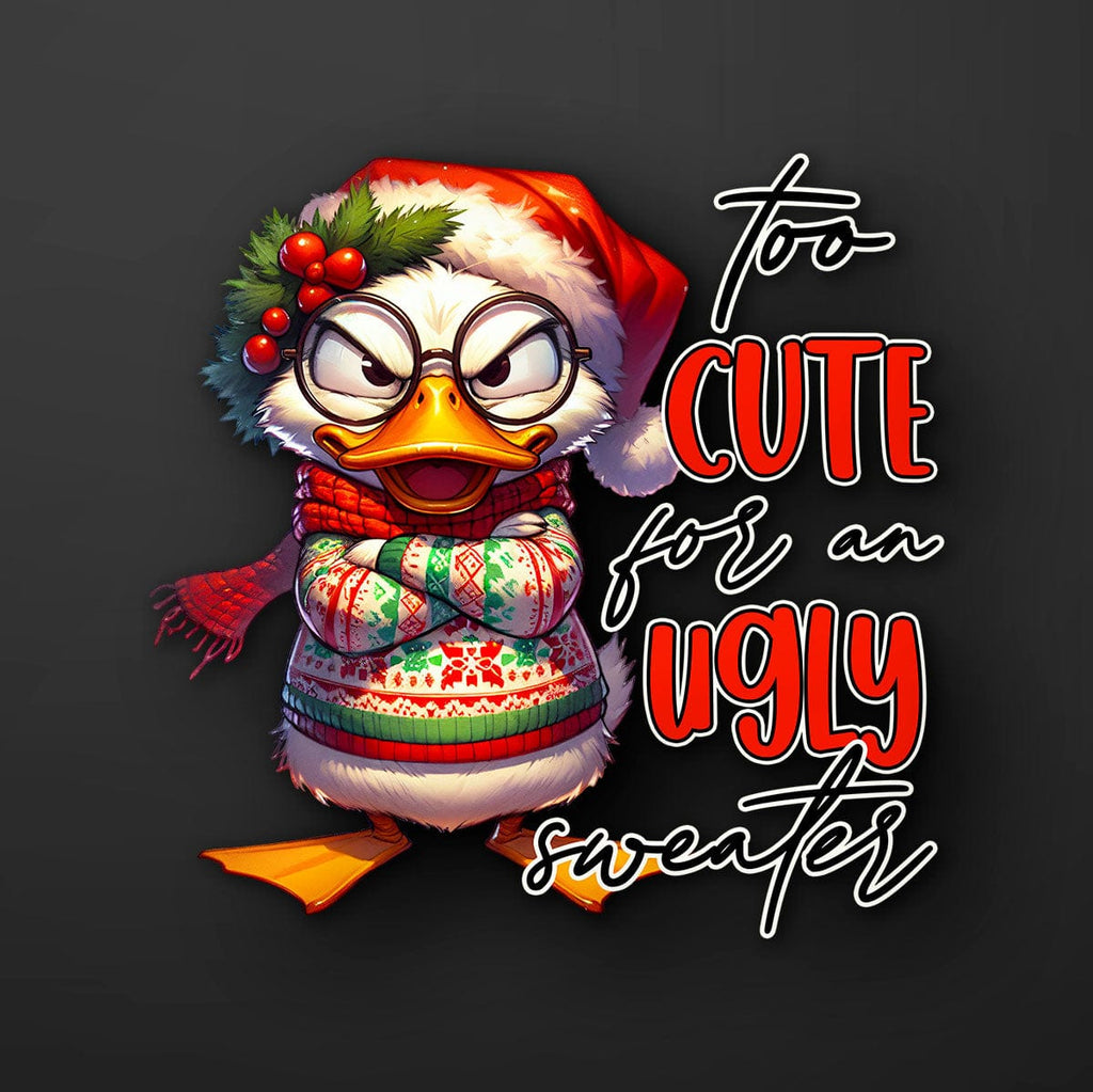 Too Cute for Ugly Sweater Sticker