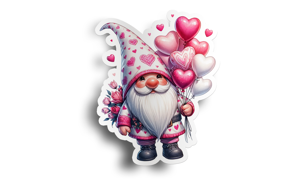 Gnome Pink Balloons Sticker