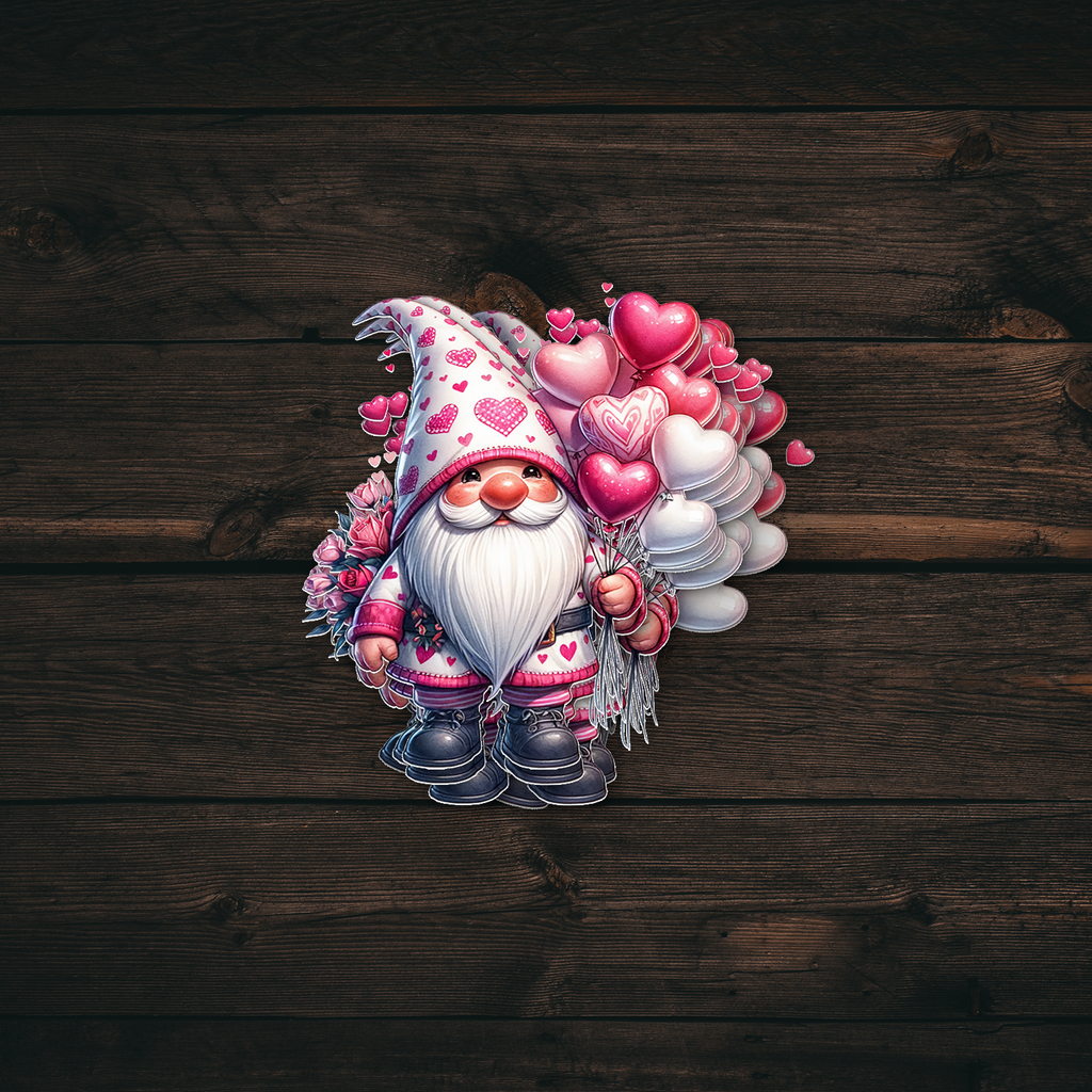 Gnome Pink Balloons Sticker