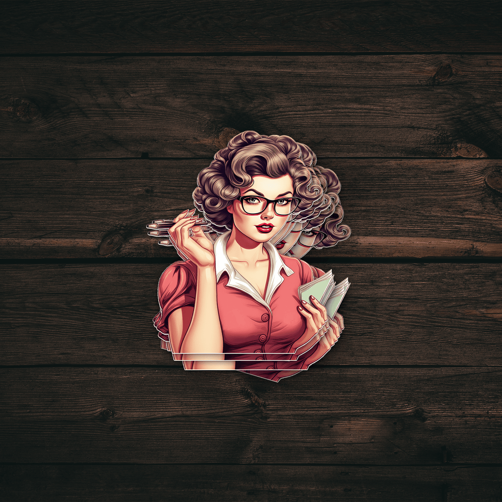 Vintage Teacher Pin-Up Sticker