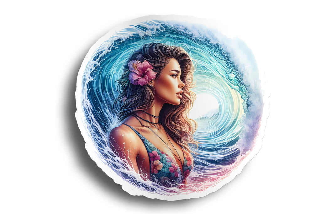 Wave Surfer Girl Sticker