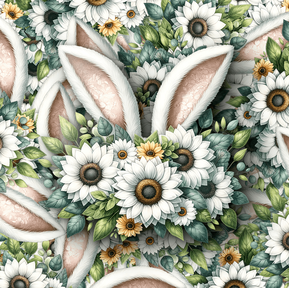 White Bunny Floral Ear Stickers