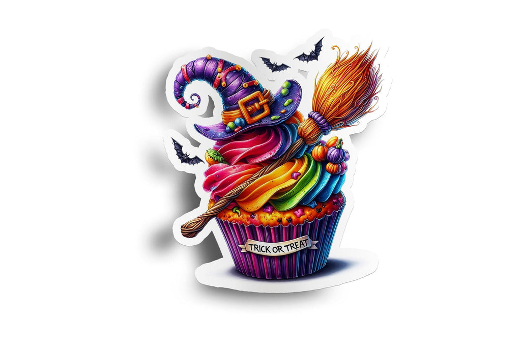 Witch Broom Cupcake Sticker