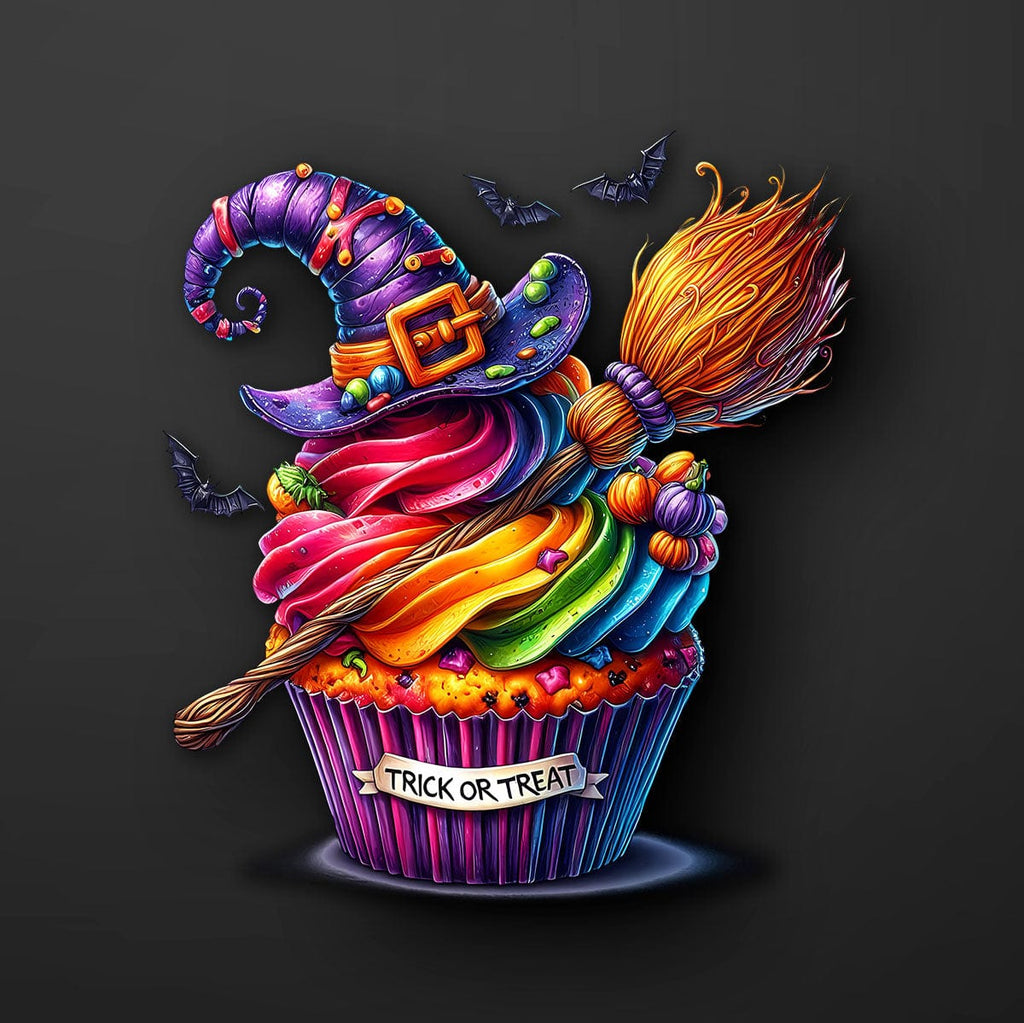 Witch Broom Cupcake Sticker