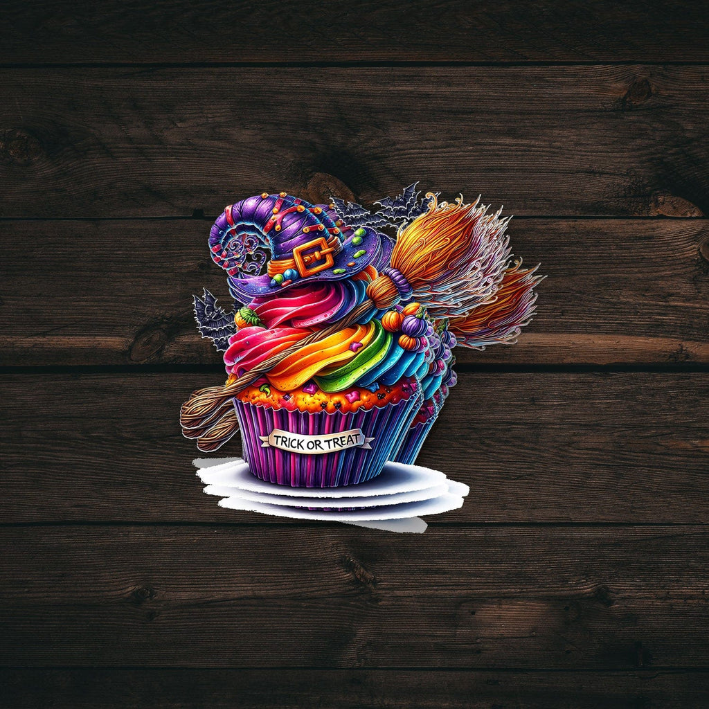 Witch Broom Cupcake Sticker